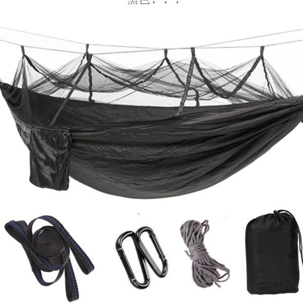 Outdoor Parachute Cloth Hammock Couble with Mosquito Net Light Portable Army Green Insect-proof Camping Aerial Tent