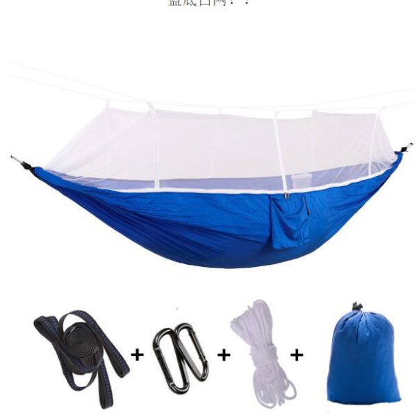 Outdoor Parachute Cloth Hammock Couble with Mosquito Net Light Portable Army Green Insect-proof Camping Aerial Tent